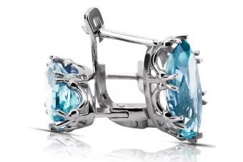 Vintage craft Earrings Aquamarine Sterling silver 925 vec021s